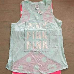 VS Pink *L* bling logo cross back tank